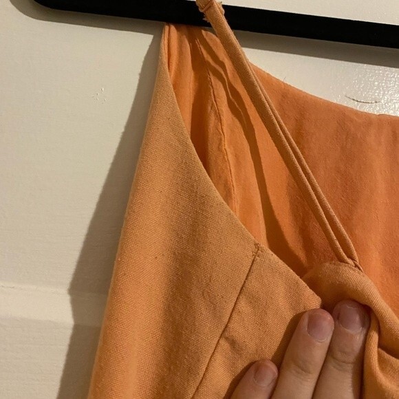 Molly Green Vintage Style Peach Button Down Strappy Cottage Dress with Bow Back - Picture 10 of 16